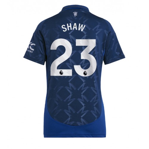 Fotballdrakt Dame Manchester United Luke Shaw #23 Bortedrakt 2024-25 Kortermet